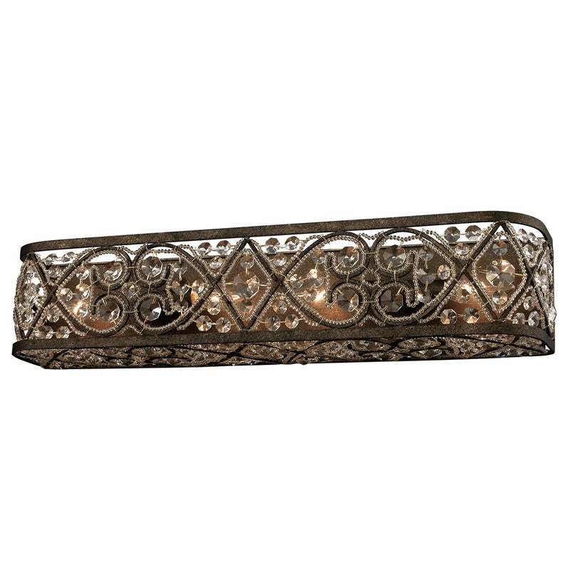 Atlas Lighting Amherst 24in 4-Light Vanity Light | Traditional Antique Bronze and Clear Crystal | Bathroom Vanity | 24 x 5 x 5 in | Model WL11505-BZ
