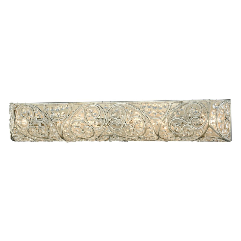 Atlas Lighting Andalusia 34in 6-Light Vanity Light | Traditional Aged Silver and Clear Crystal | Bathroom Vanity & Powder Room | Model WL11511-SV
