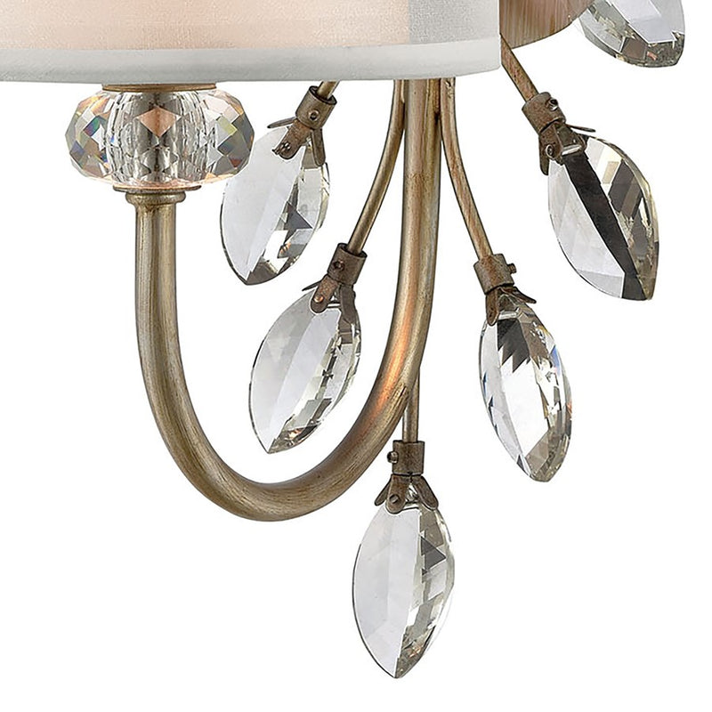Atlas Lighting Asbury 16in 1-Light Vanity Light | Traditional Aged Silver and White Fabric | Bathroom Vanity & Powder Room | Model WL11515-SV