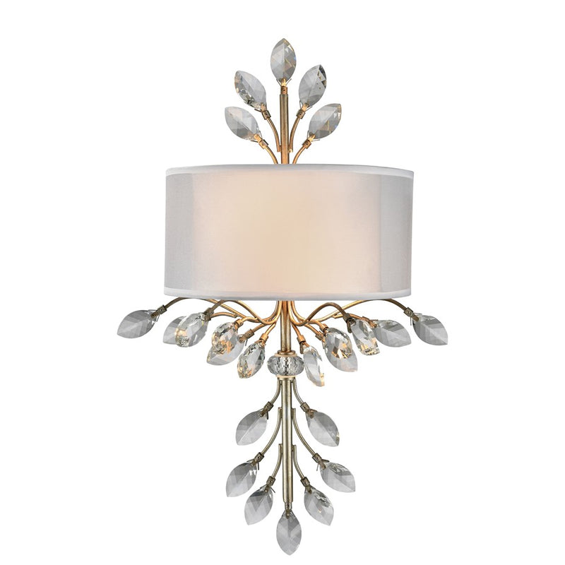 Atlas Lighting Asbury 23in 2-Light Wall Sconce | Traditional Aged Silver and White Fabric | Bedroom & Hallway Accent Light | Model WL11516-SV