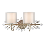 Atlas Lighting Asbury 24in 2-Light Vanity Light | Traditional Aged Silver and White Fabric Shade | Bathroom & Powder Room | Model WL11517-SV