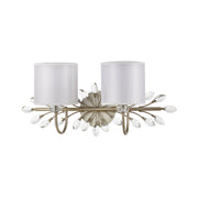 Atlas Lighting Asbury 24in 2-Light Vanity Light | Traditional Aged Silver and White Fabric Shade | Bathroom & Powder Room | Model WL11517-SV