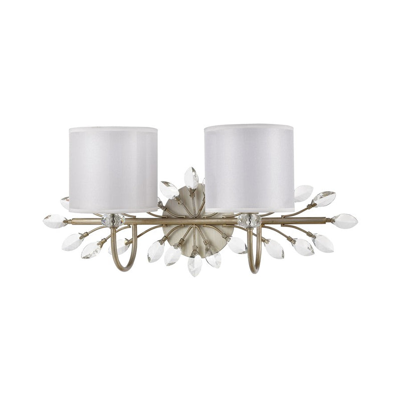 Atlas Lighting Asbury 24in 2-Light Vanity Light | Traditional Aged Silver and White Fabric Shade | Bathroom & Powder Room | Model WL11517-SV