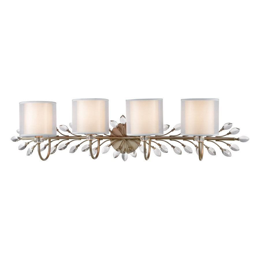 Atlas Lighting Asbury 42'' Wide 4Lt Vanity Light, Aged Silver/White