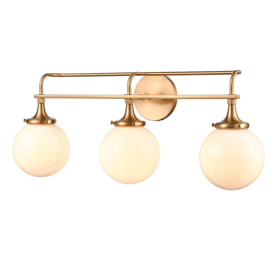 Atlas Lighting Beverly Hills 28''W 3Lt Vanity Light, Brass/White