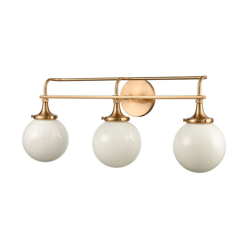 Atlas Lighting Beverly Hills 28''W 3Lt Vanity Light, Brass/White