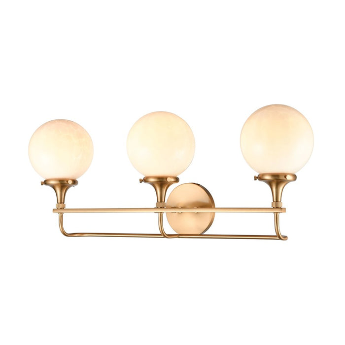 Atlas Lighting Beverly Hills 28''W 3Lt Vanity Light, Brass/White