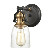 Atlas Lighting Chadwick 10in 1-Light Vanity Light | Transitional Oil Rubbed Bronze and Satin Brass with Seeded Glass | Bathroom | Model WL11555-BZ