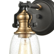 Atlas Lighting Chadwick 10in 1-Light Vanity Light | Transitional Oil Rubbed Bronze and Satin Brass with Seeded Glass | Bathroom | Model WL11555-BZ