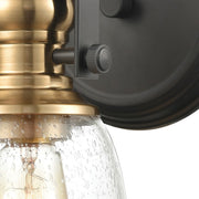 Atlas Lighting Chadwick 10in 1-Light Vanity Light | Transitional Oil Rubbed Bronze and Satin Brass with Seeded Glass | Bathroom | Model WL11555-BZ