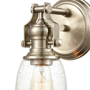 Atlas Lighting Chadwick 10in 1-Light Vanity Light | Transitional Satin Nickel and Clear Seeded Glass | Bathroom & Powder Room | Model WL11555-NK