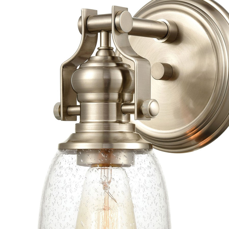 Atlas Lighting Chadwick 10in 1-Light Vanity Light | Transitional Satin Nickel and Clear Seeded Glass | Bathroom & Powder Room | Model WL11555-NK