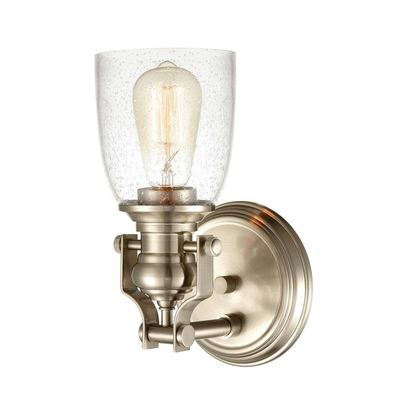 Atlas Lighting Chadwick 10in 1-Light Vanity Light | Transitional Satin Nickel and Clear Seeded Glass | Bathroom & Powder Room | Model WL11555-NK