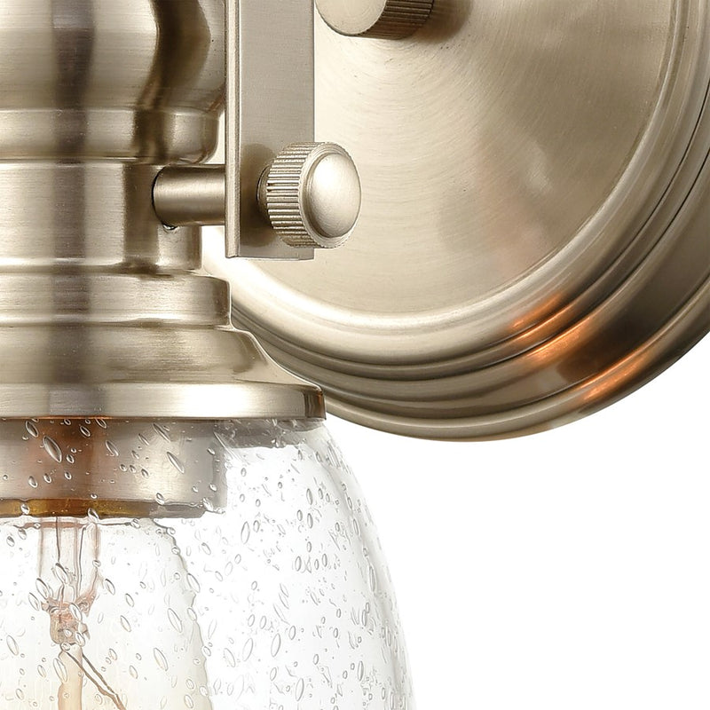 Atlas Lighting Chadwick 10in 1-Light Vanity Light | Transitional Satin Nickel and Clear Seeded Glass | Bathroom & Powder Room | Model WL11555-NK