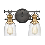 Atlas Lighting Chadwick 14in 2-Light Vanity Light | Transitional Oil Rubbed Bronze and Clear Seeded Glass | Bathroom Vanity | Model WL11556-BZ