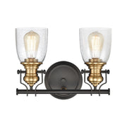 Atlas Lighting Chadwick 14in 2-Light Vanity Light | Transitional Oil Rubbed Bronze and Clear Seeded Glass | Bathroom Vanity | Model WL11556-BZ