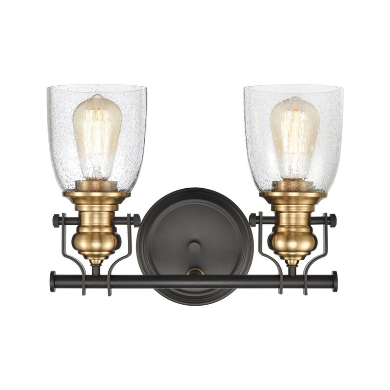 Atlas Lighting Chadwick 14in 2-Light Vanity Light | Transitional Oil Rubbed Bronze and Clear Seeded Glass | Bathroom Vanity | Model WL11556-BZ