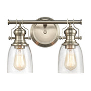 Atlas Lighting Chadwick 14in 2-Light Vanity Light | Transitional Satin Nickel and Clear Seeded Glass | Bathroom Vanity | Model WL11556-NK