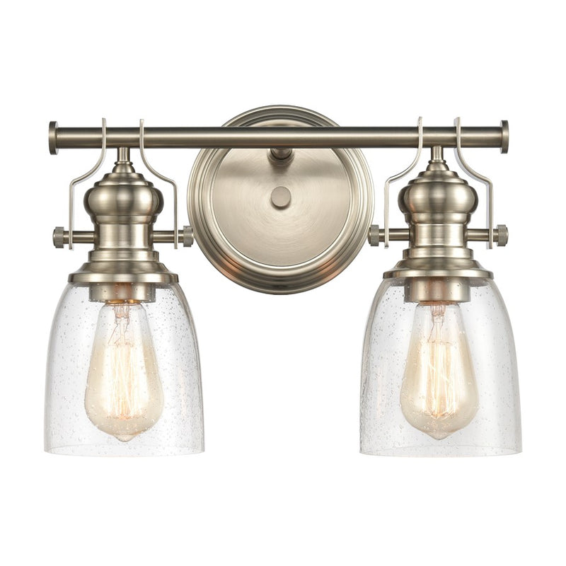 Atlas Lighting Chadwick 14in 2-Light Vanity Light | Transitional Satin Nickel and Clear Seeded Glass | Bathroom Vanity | Model WL11556-NK
