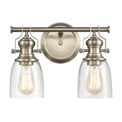 Atlas Lighting Chadwick 14in 2-Light Vanity Light | Transitional Satin Nickel and Clear Seeded Glass | Bathroom Vanity | Model WL11556-NK