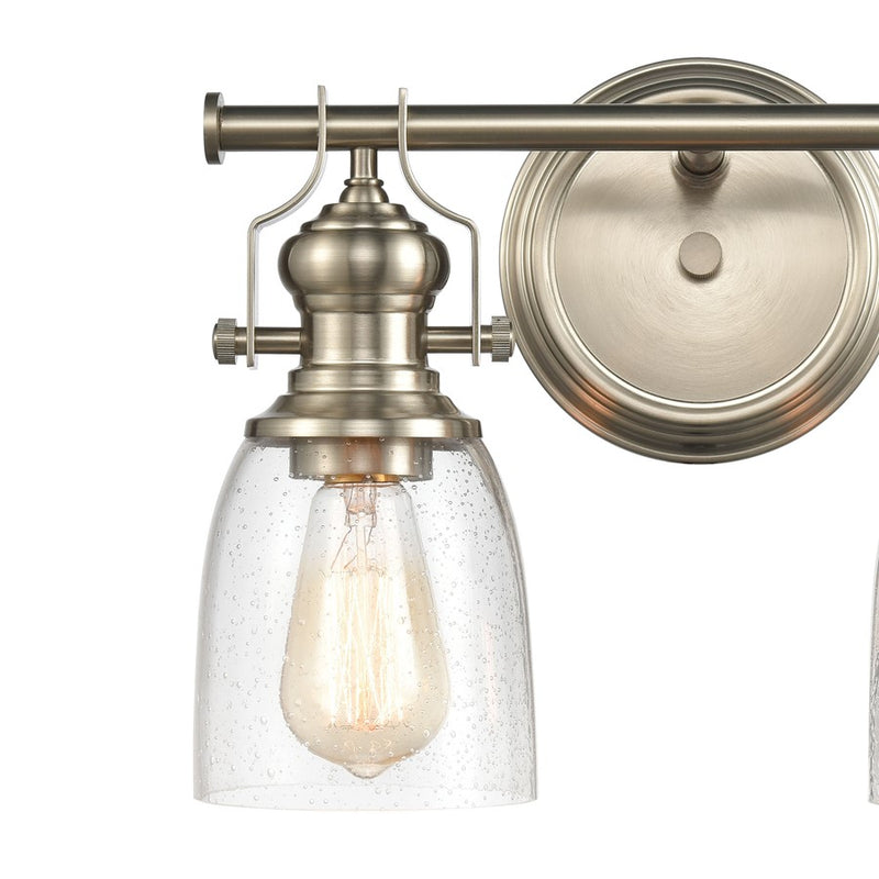 Atlas Lighting Chadwick 14in 2-Light Vanity Light | Transitional Satin Nickel and Clear Seeded Glass | Bathroom Vanity | Model WL11556-NK