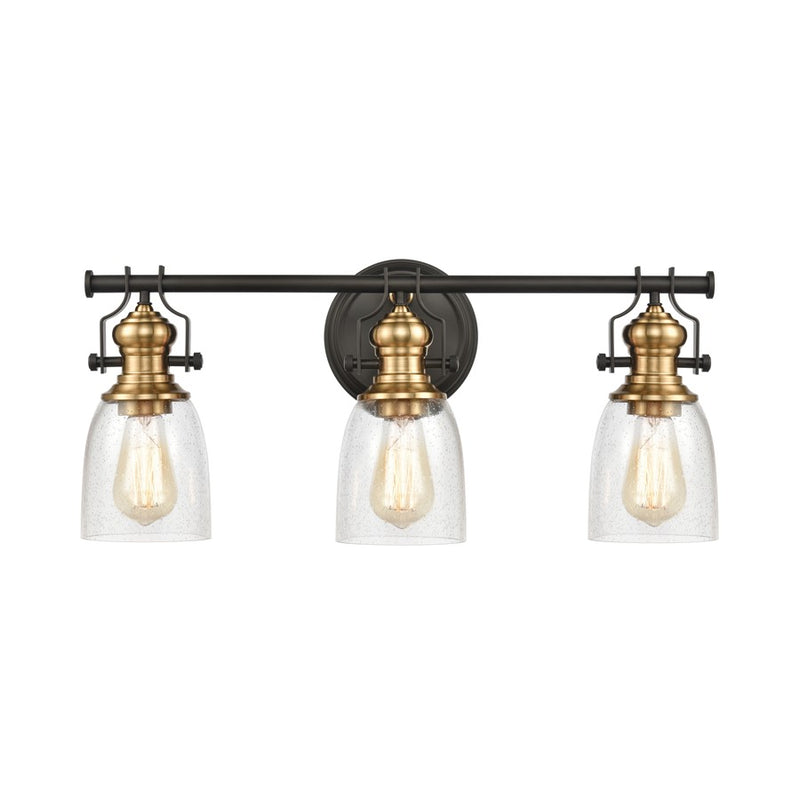 Atlas Lighting Chadwick 23in 3-Light Vanity Light | Transitional Oil Rubbed Bronze and Clear Seeded Glass | Bathroom Vanity | Model WL11557-BZ