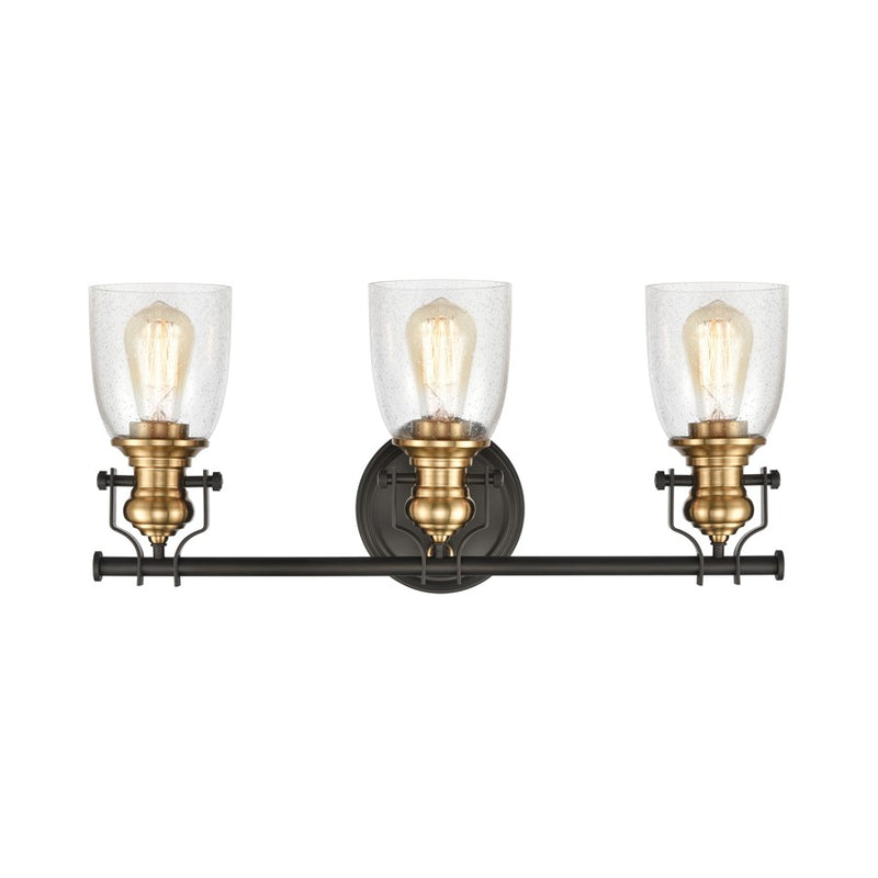 Atlas Lighting Chadwick 23in 3-Light Vanity Light | Transitional Oil Rubbed Bronze and Clear Seeded Glass | Bathroom Vanity | Model WL11557-BZ