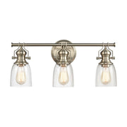 Atlas Lighting Chadwick 23in 3-Light Vanity Light | Transitional Satin Nickel and Clear Seeded Glass | Bathroom Vanity | Model WL11557-NK