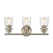 Atlas Lighting Chadwick 23in 3-Light Vanity Light | Transitional Satin Nickel and Clear Seeded Glass | Bathroom Vanity | Model WL11557-NK