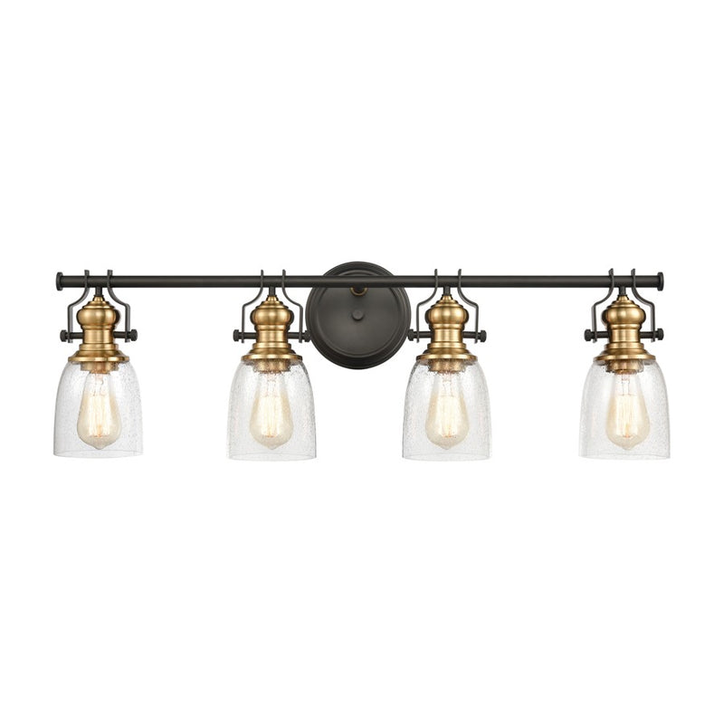 Atlas Lighting Chadwick 32in 4-Light Vanity Light | Transitional Oil Rubbed Bronze and Clear Seeded Glass | Bathroom Vanity | Model WL11558-BZ
