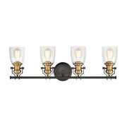 Atlas Lighting Chadwick 32in 4-Light Vanity Light | Transitional Oil Rubbed Bronze and Clear Seeded Glass | Bathroom Vanity | Model WL11558-BZ