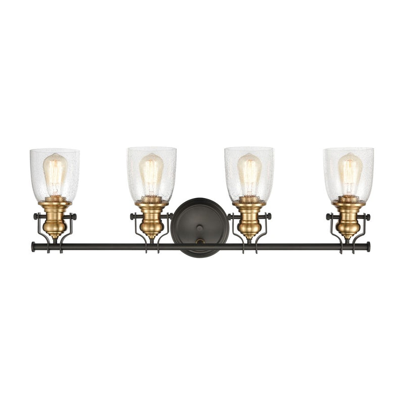 Atlas Lighting Chadwick 32in 4-Light Vanity Light | Transitional Oil Rubbed Bronze and Clear Seeded Glass | Bathroom Vanity | Model WL11558-BZ