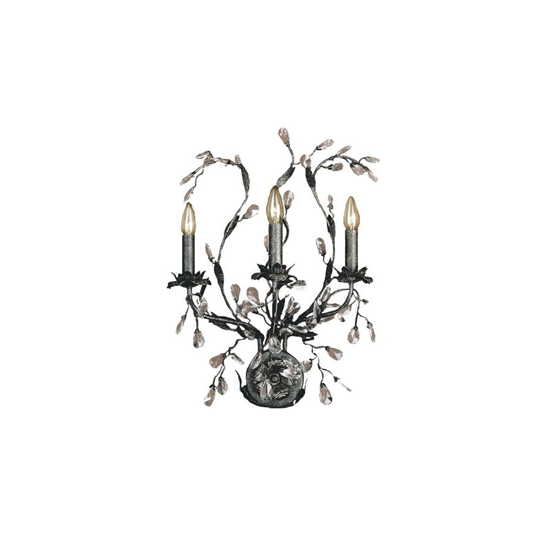 Atlas Lighting Circeo 17in 3-Light Wall Sconce | Traditional Silvered Bronze and Clear Crystal | Bedroom & Hallway Accent Light | Model WL11565-BZ
