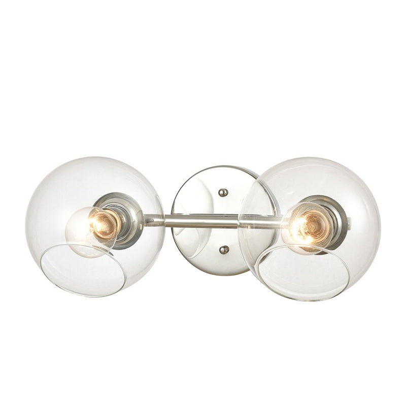 Atlas Lighting Claro 16in 2-Light Vanity Light | Modern Polished Chrome and Clear Glass | Bathroom Vanity | 16 x 9 x 7 in | Model WL11567-CH