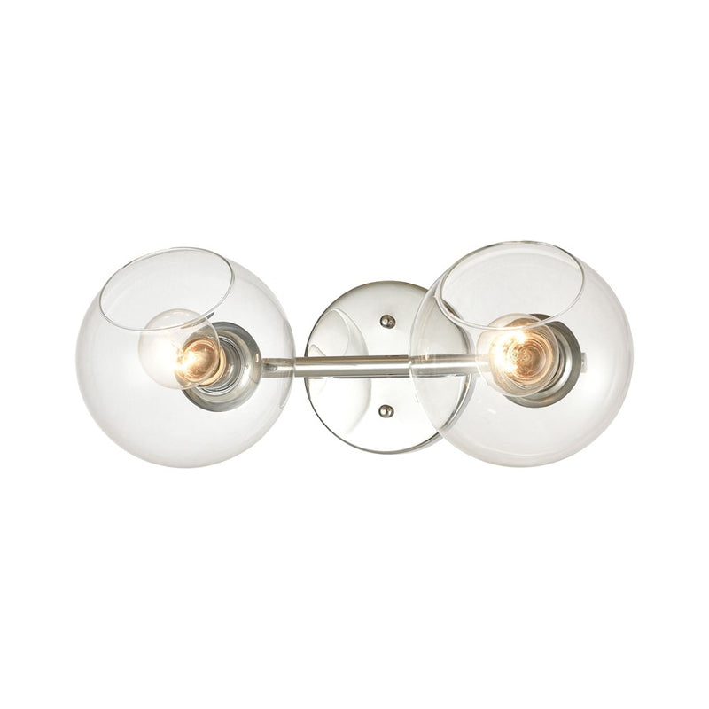 Atlas Lighting Claro 16in 2-Light Vanity Light | Modern Polished Chrome and Clear Glass | Bathroom Vanity | 16 x 9 x 7 in | Model WL11567-CH