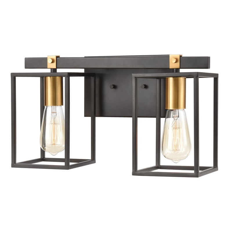Atlas Lighting Cloe 16in 2-Light Vanity Light | Modern Matte Black and Brushed Brass Metal | Bathroom Vanity | 7 x 16 x 9 in | Model WL11570-BK