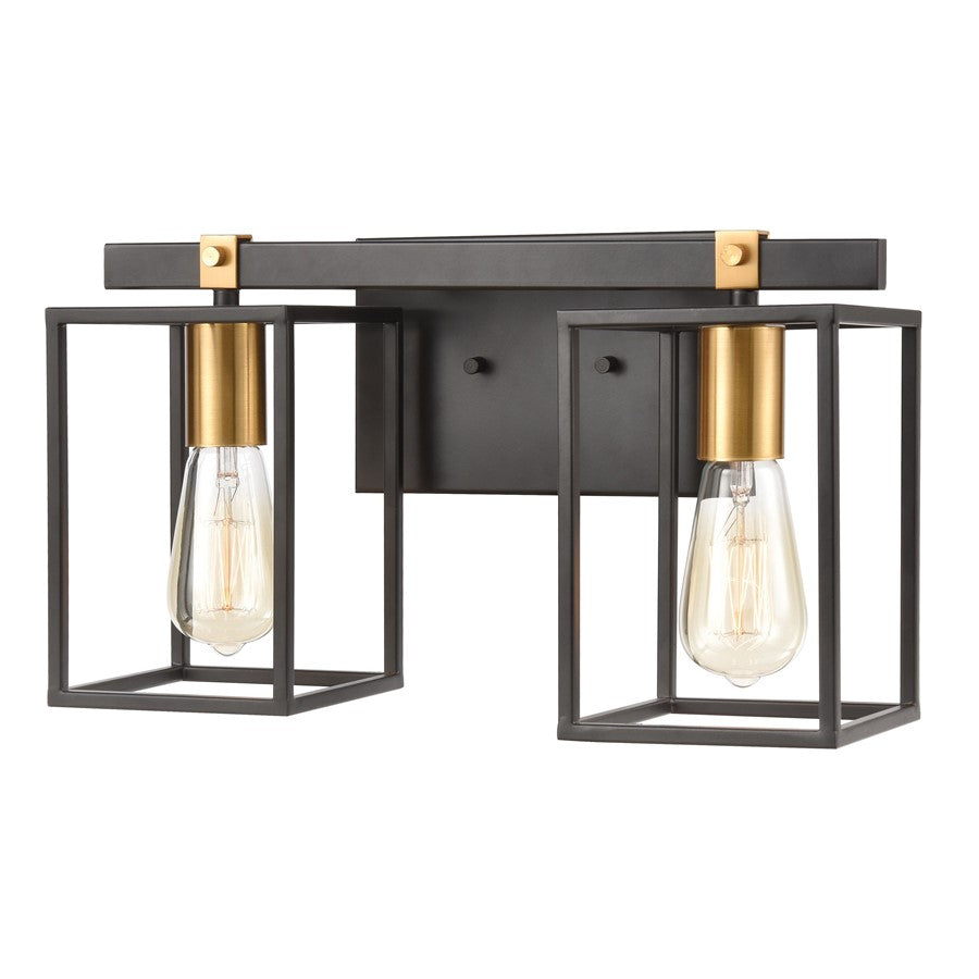 Atlas Lighting Cloe 16''W 2Lt Vanity Light, Matte Black/No Shade