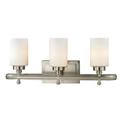 Atlas Lighting Dawson 23in 3-Light Vanity Light | Transitional Brushed Nickel and White Frosted Glass | Bathroom Vanity | Model WL11583-NK