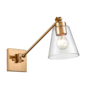 Atlas Lighting East Point 14in 1-Light Wall Sconce | Transitional Satin Brass and Clear Glass | Hallway & Bedroom | 6 x 17 x 14 in | Model WL11587-BS