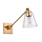Atlas Lighting East Point 14in 1-Light Wall Sconce | Transitional Satin Brass and Clear Glass | Hallway & Bedroom | 6 x 17 x 14 in | Model WL11587-BS