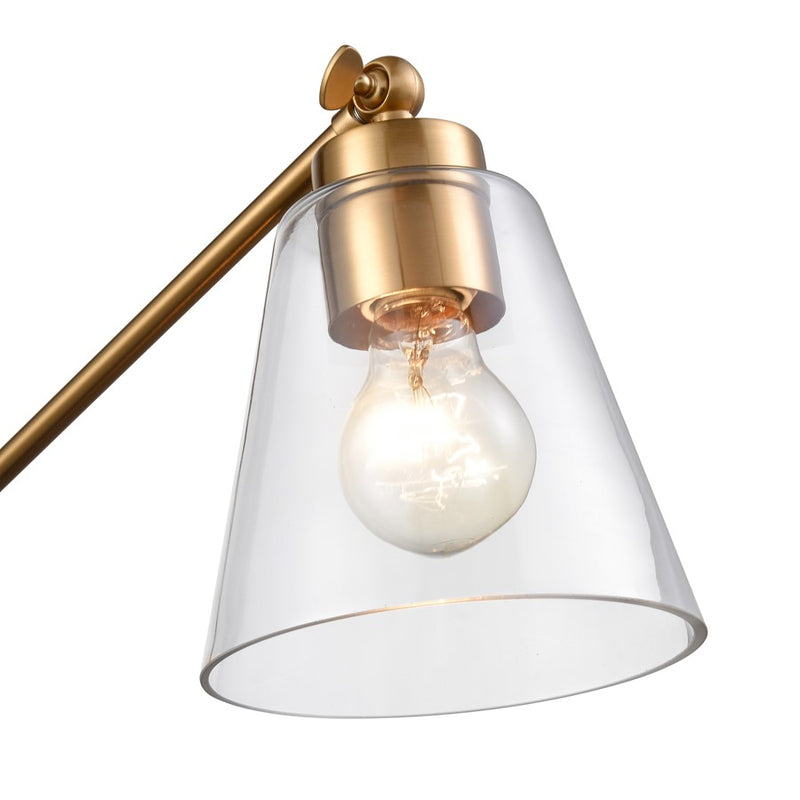 Atlas Lighting East Point 14in 1-Light Wall Sconce | Transitional Satin Brass and Clear Glass | Hallway & Bedroom | 6 x 17 x 14 in | Model WL11587-BS