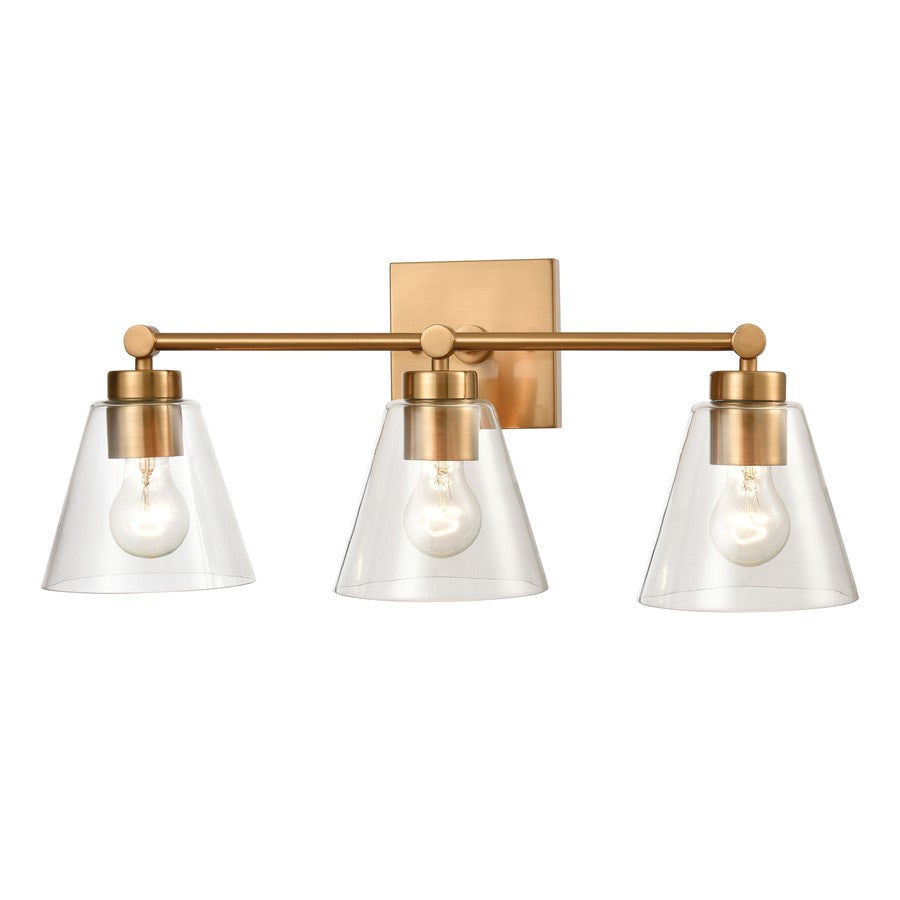 Atlas Lighting East Point 24'' Wide 3Lt Vanity Light, Brass/Clear