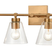 Atlas Lighting East Point 33in 4-Light Vanity Light | Transitional Satin Brass and Clear Glass | Bathroom Vanity | 8 x 33 x 10 in | Model WL11589-BS