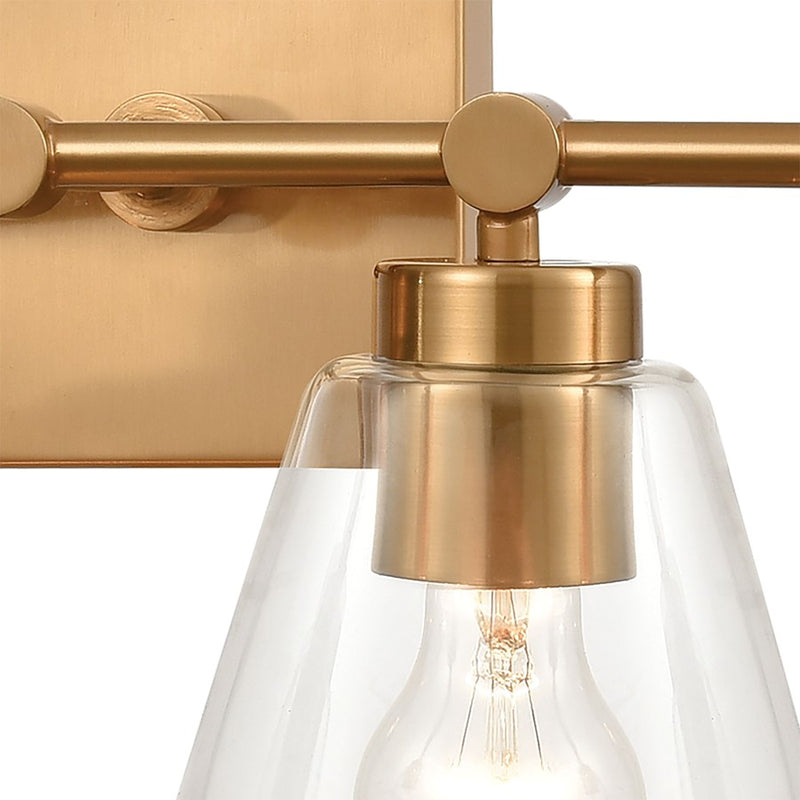 Atlas Lighting East Point 33in 4-Light Vanity Light | Transitional Satin Brass and Clear Glass | Bathroom Vanity | 8 x 33 x 10 in | Model WL11589-BS