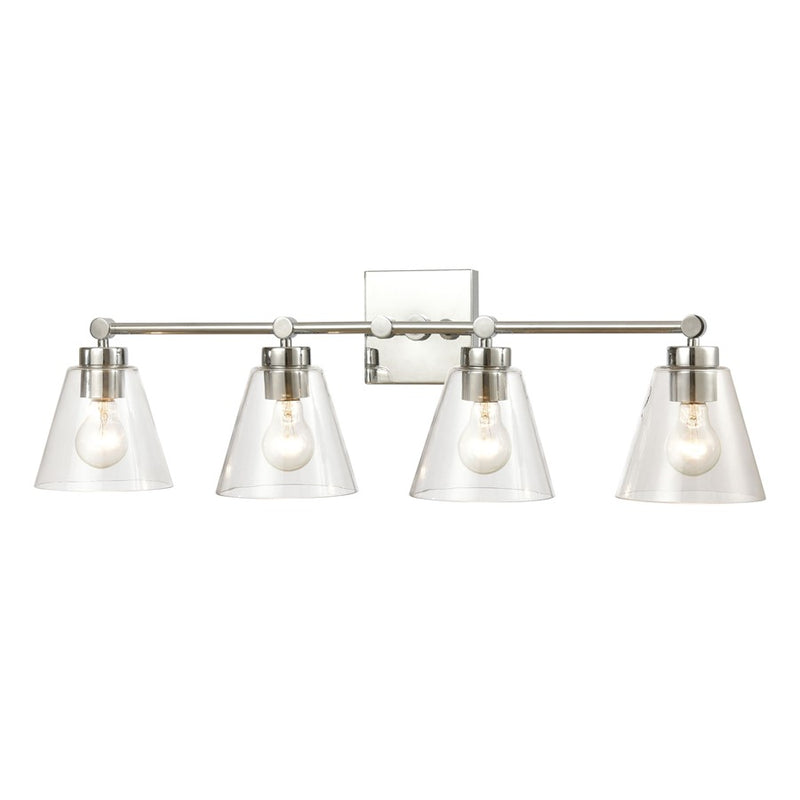 Atlas Lighting East Point 33in 4-Light Vanity Light | Transitional Polished Chrome and Clear Glass | Bathroom Vanity | Model WL11589-CH