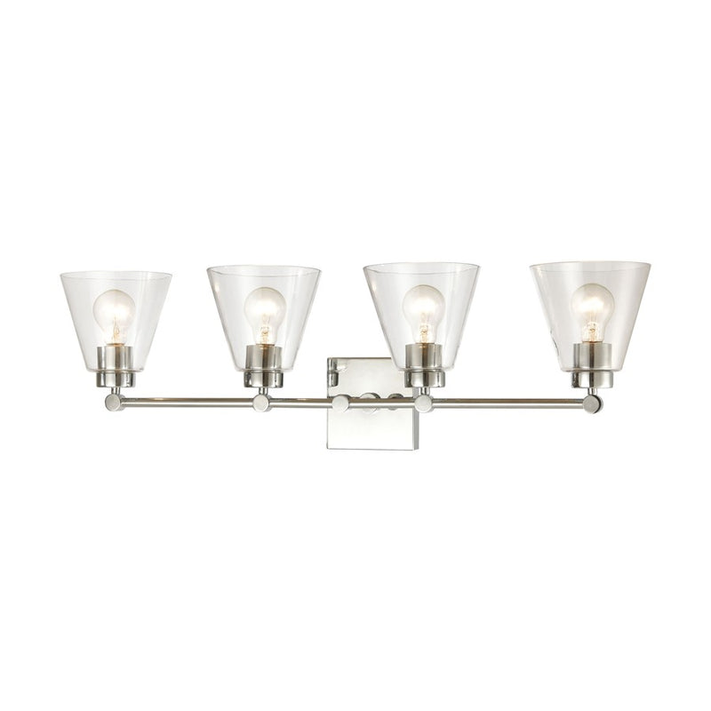 Atlas Lighting East Point 33in 4-Light Vanity Light | Transitional Polished Chrome and Clear Glass | Bathroom Vanity | Model WL11589-CH