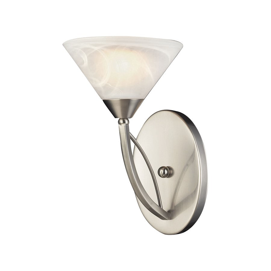 Atlas Lighting Elysburg 12'' High 1Lt Sconce, Satin Nickel/White