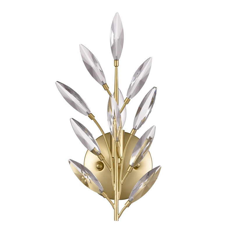 Atlas Flora Grace 14in 1-Light Wall Sconce | Traditional Champagne Gold and Clear Crystal | Bedroom & Hallway | 7 x 4 x 14 in | Model WL11607-GD