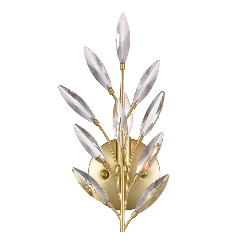 Atlas Flora Grace 14in 1-Light Wall Sconce | Traditional Champagne Gold and Clear Crystal | Bedroom & Hallway | 7 x 4 x 14 in | Model WL11607-GD