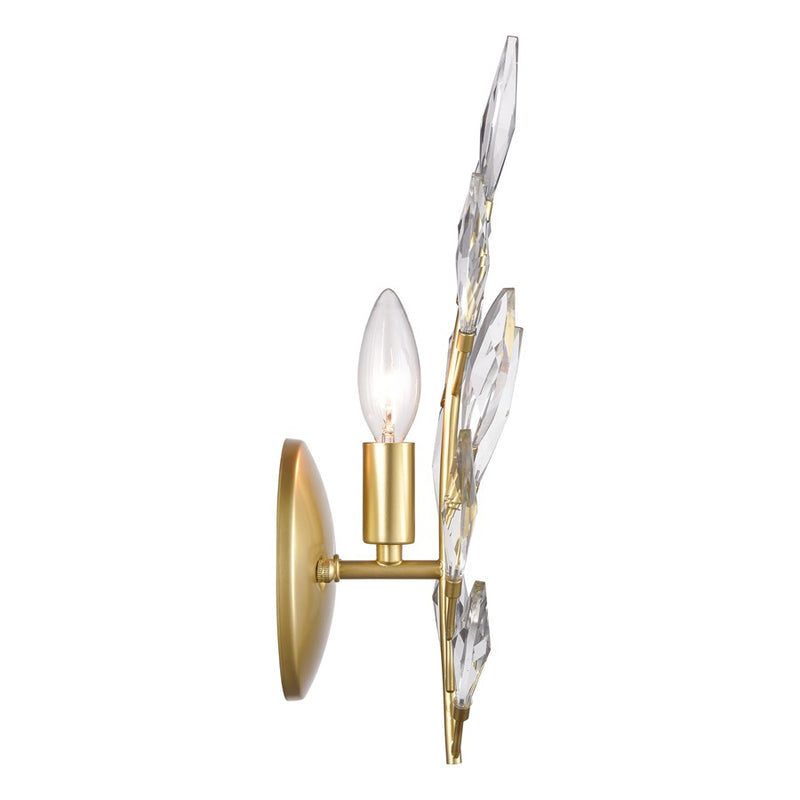 Atlas Flora Grace 14in 1-Light Wall Sconce | Traditional Champagne Gold and Clear Crystal | Bedroom & Hallway | 7 x 4 x 14 in | Model WL11607-GD